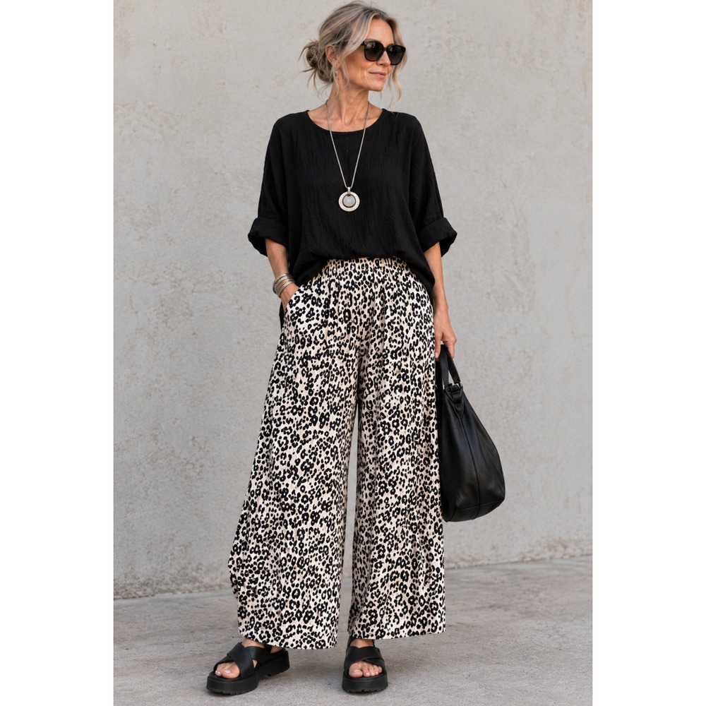 NWT Alembika Leopard Print Wide Leg After Dark Lagenlook Avant Garde Pants 4